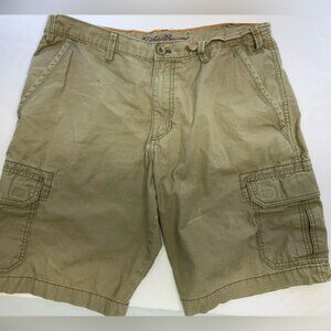 Eddie Bauer Men’s Cargo Shorts, Size 36, Faded Khaki Green
